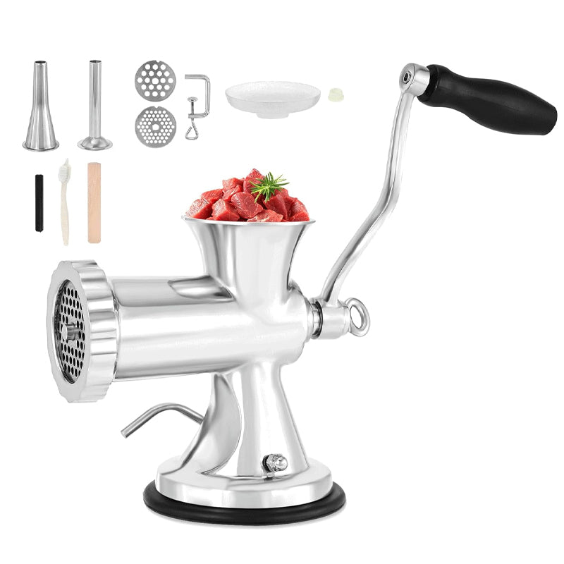 BowLift | Stainless Steel Manual Meat Grinder Meat Processor Hand Grinding Machine Sausage Stuffer Filler