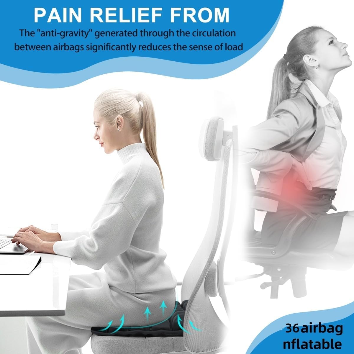 BowLift | Inflatable Travel Seat Cushion with Ergonomic Pressure Relief – AirComfort