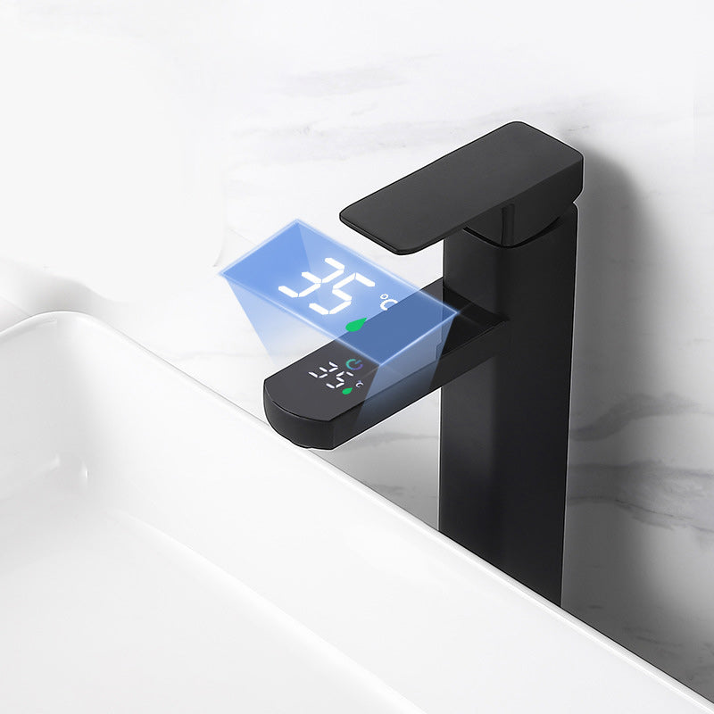 BowLift | Contemporary sink faucet Digital display Monochrome Low arch basin Bathroom sink