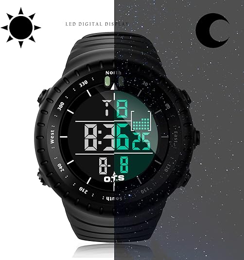 BowLift | Henry Waterproof Men’s Digital Sports Watch – Shockproof, Tactical & LED Backlit Outdoor Timepiece