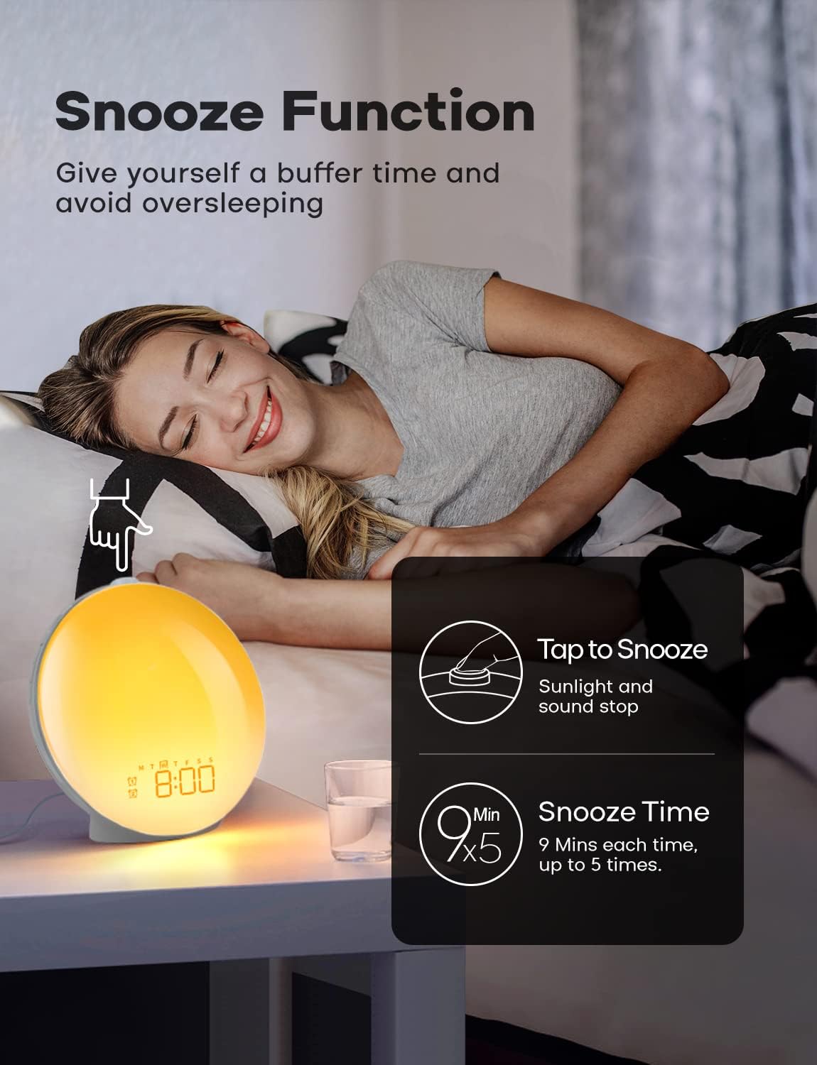 BowLift | GlowRise Natural Wake-Up Light Alarm Clock with Sunrise & Sunset Simulation