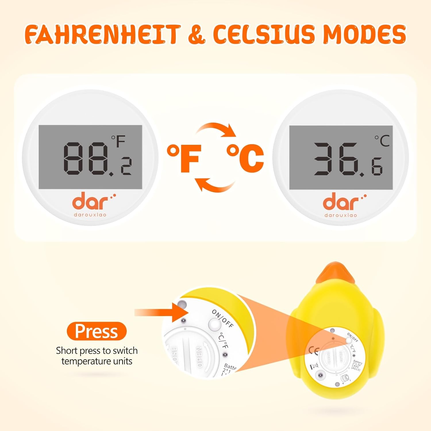 BowLift | AquaVeilig Baby Bath Thermometer – Digital Display with 3 Colors and Temperature Warning