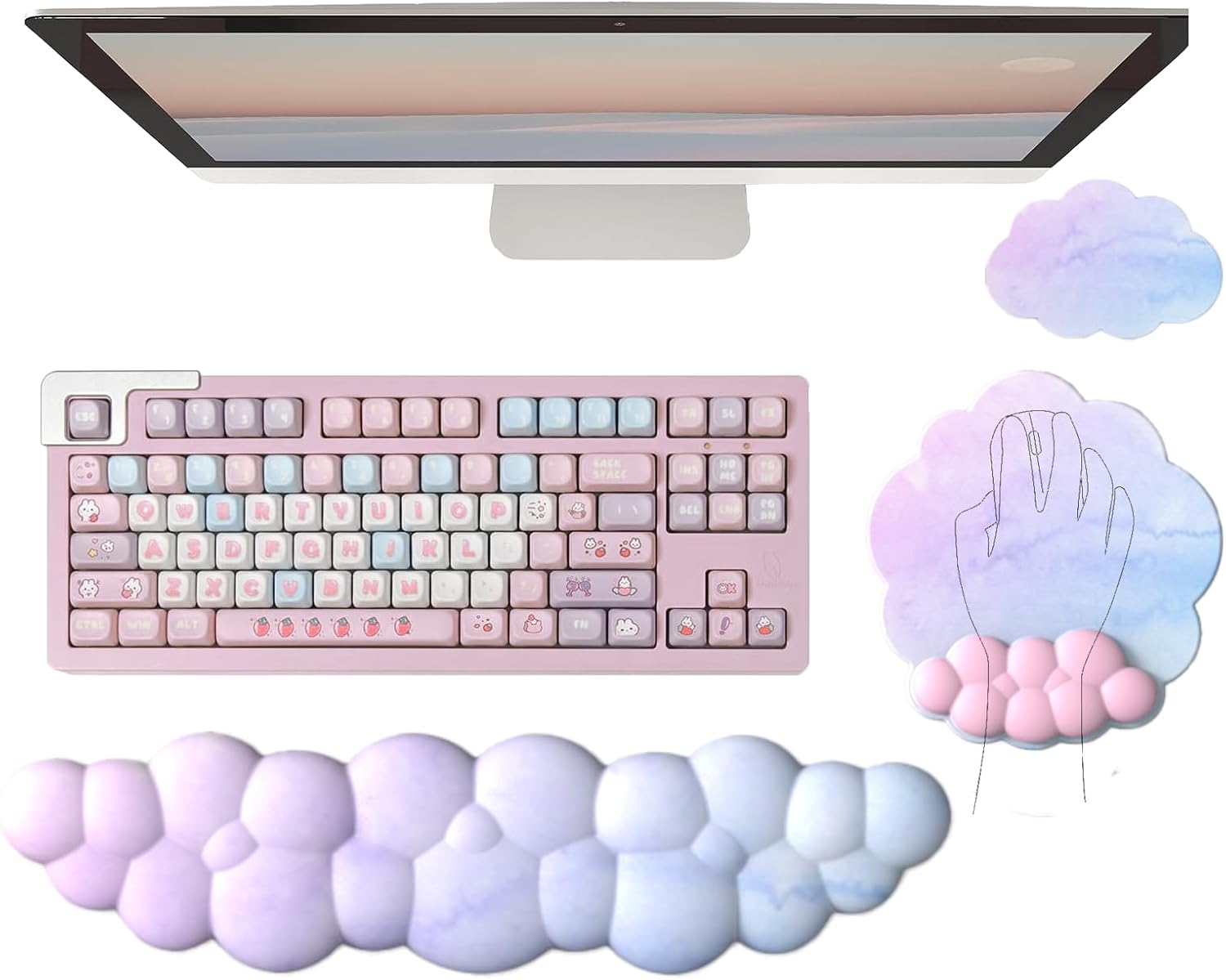 BowLift | Cloud-Shaped Ergonomic Wrist Rest Set with Mouse Pad & Coaster – Zeyora