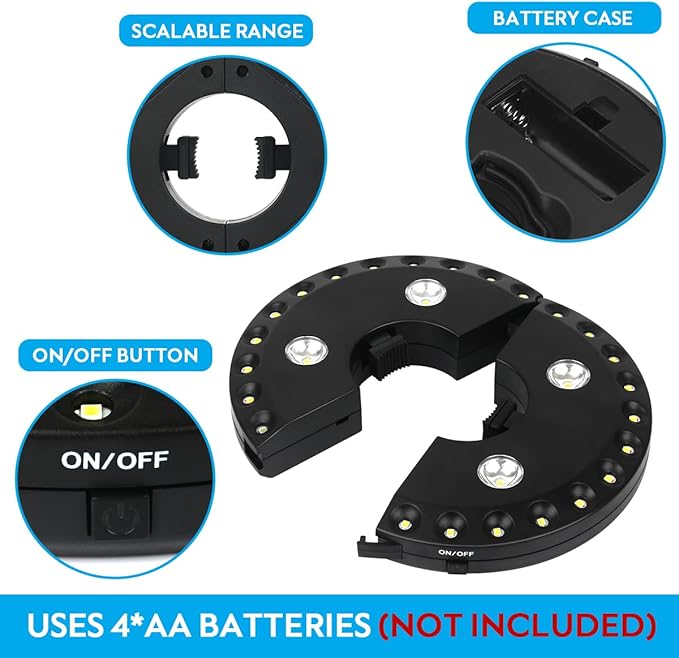 BowLift | 28 LED patio umbrella light – 3 brightness modes for garden, camping & outdoor lighting