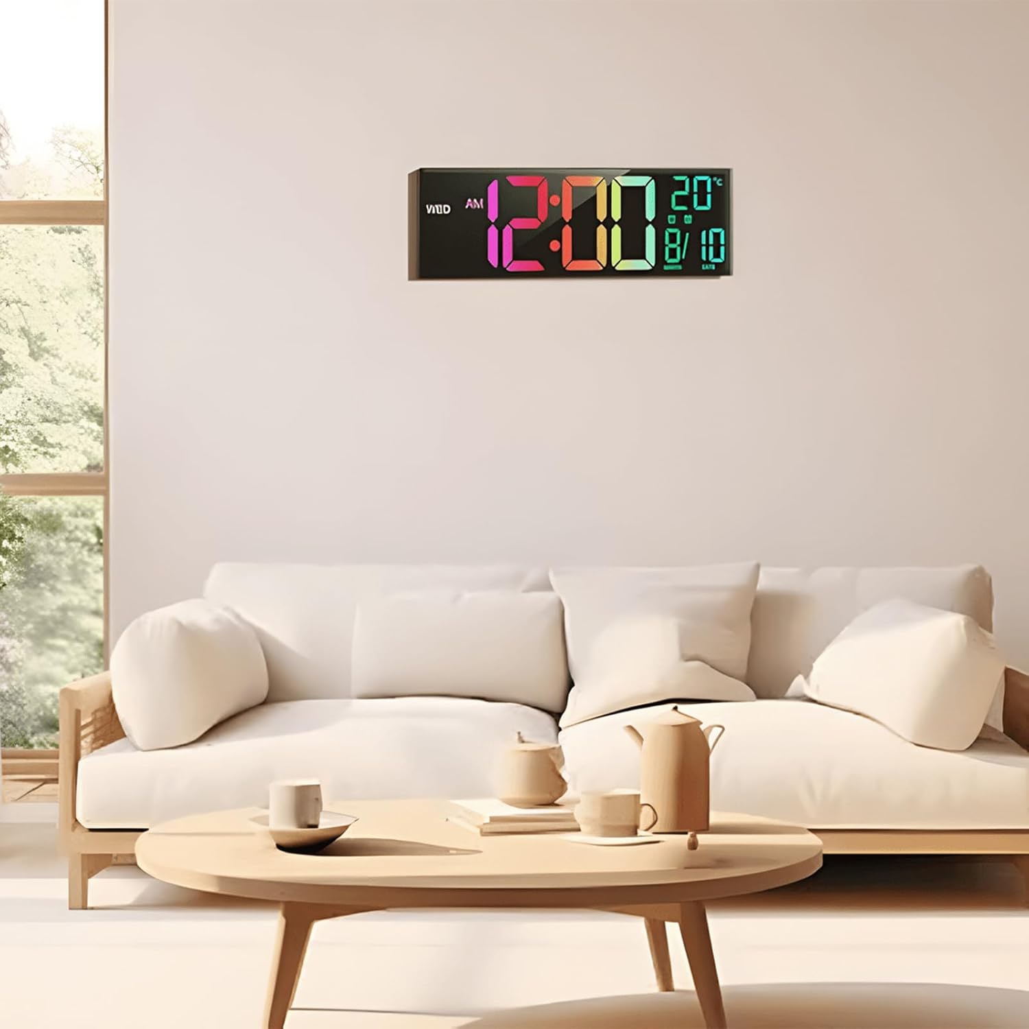 BowLift | 16-Inch RGB Digital Wall & Desk Alarm Clock with Remote – Lumeris