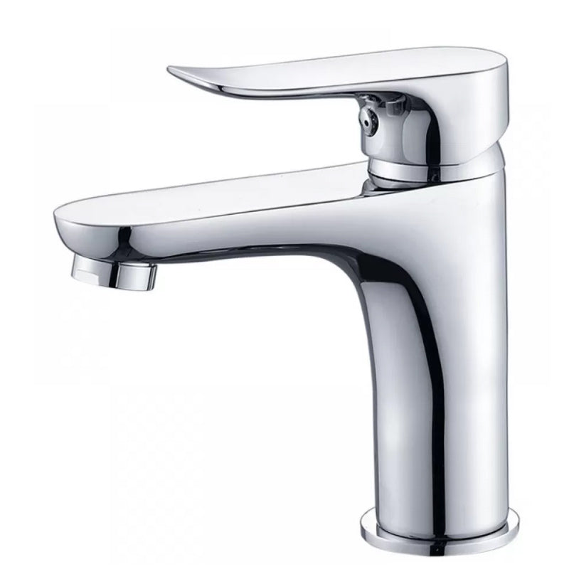 BowLift | Basic Metal Sink Faucet Silver Bathroom Faucet with Lever Handle