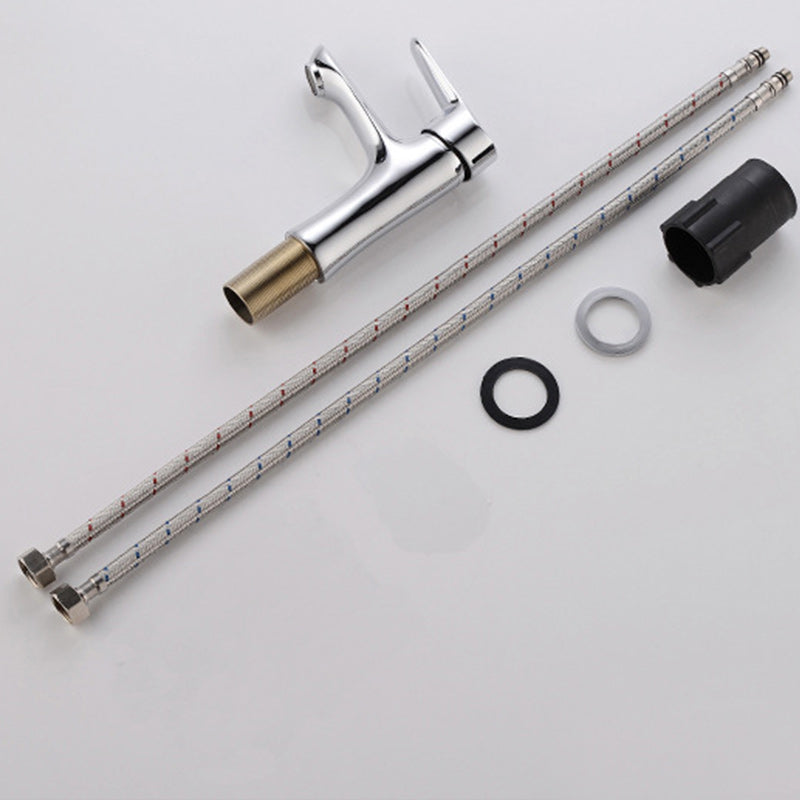 BowLift | Basic Metal Sink Faucet Silver Bathroom Faucet with Lever Handle