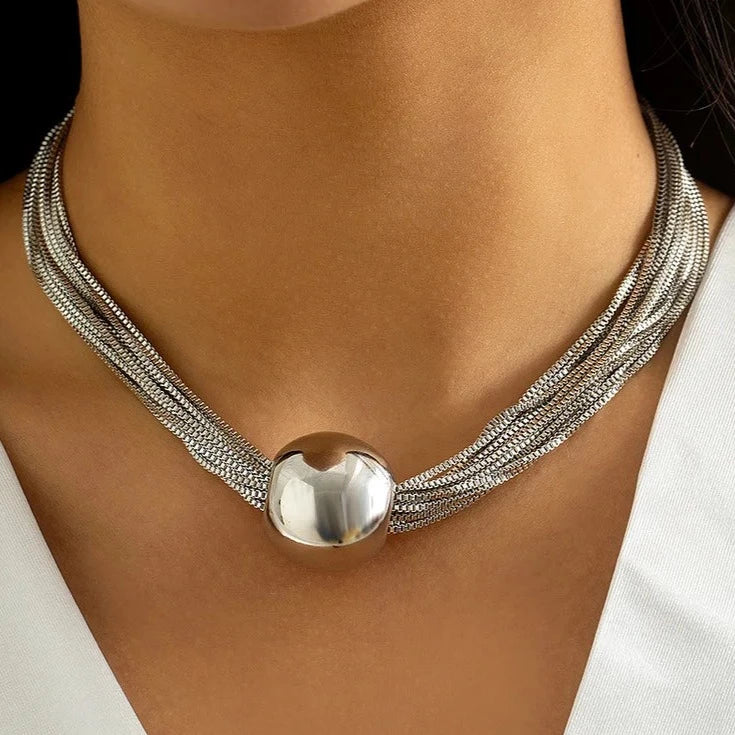 Women's Adjustable Necklace Silver One Size Stainless Steel Moon Drop Design 1