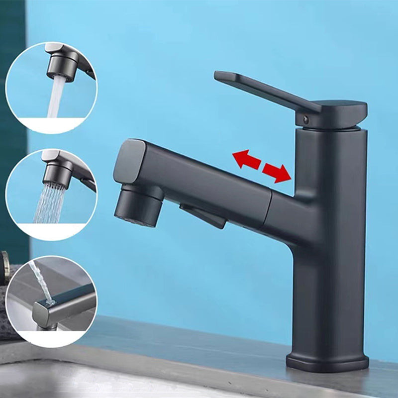 BowLift | Modern bathroom sink faucet with brass lever handles and swivel spout