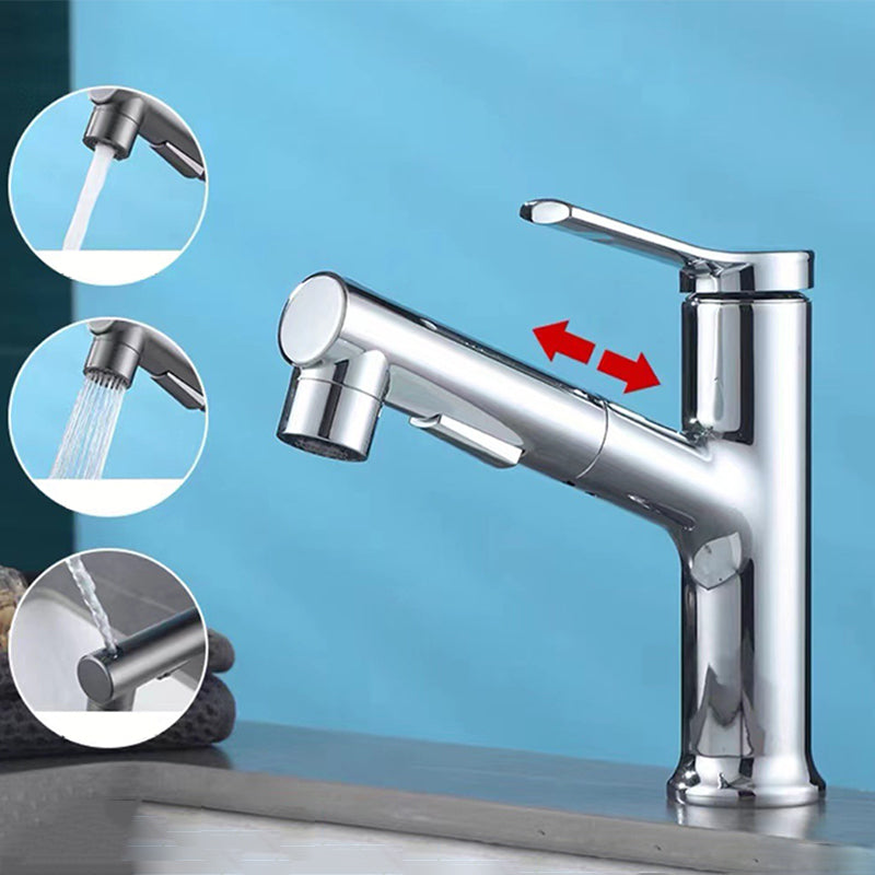 BowLift | Modern bathroom sink faucet with brass lever handles and swivel spout