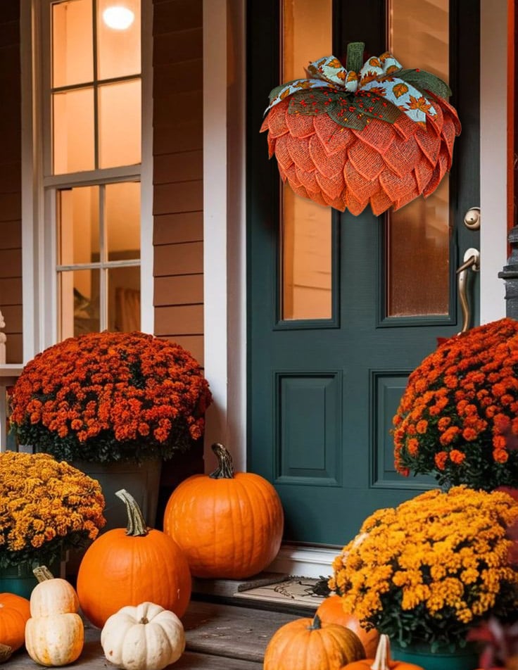 BowLift |  Farmhouse Pumpkin Wreath For Front Door