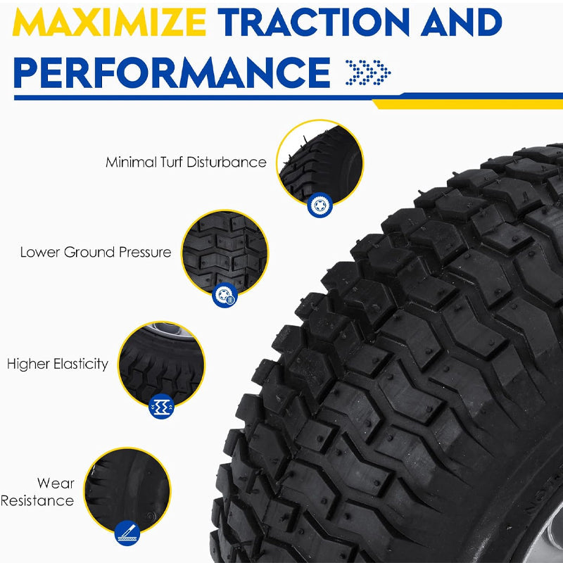 BowLift | 15x6-6" Lawn Mower Tires 2pcs Turf Tires 3" Centered Hub 3/4" Bushing for Riding Mowers
