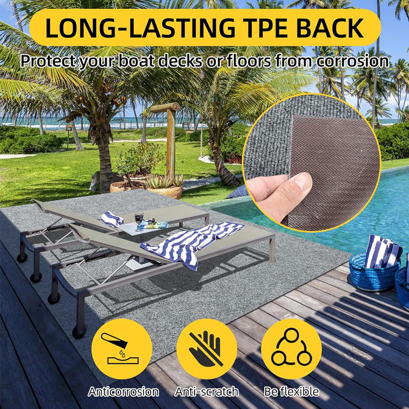 BowLift | Marine Carpet Smoke Gray 6 FT × 14 FT Boat Carpet 0.2" Thick with Water-Proof TPE Backing
