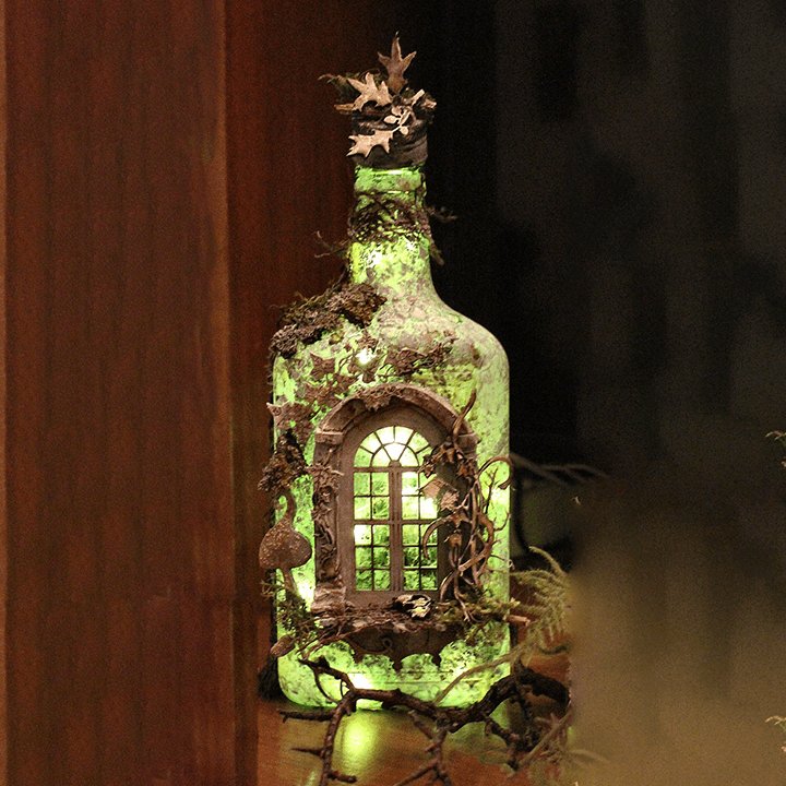BowLift | Altered Art Bottle - Mystical forest stories
