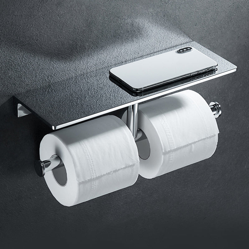 BowLift | Contemporary 2-piece bathroom set made of polished chrome stainless steel toilet paper holder
