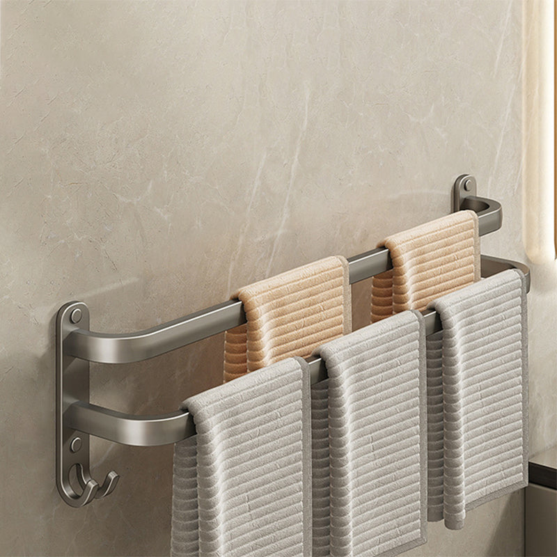 BowLift | 2-piece modern bathroom accessory set made of aluminum matte gray towel bar