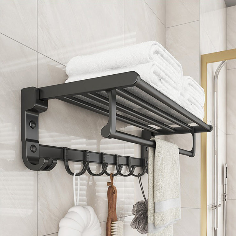 BowLift | Chrome/Black Classic Bathroom Accessory Set Modern Bath Shelf/Towel Bar & Paper Holder