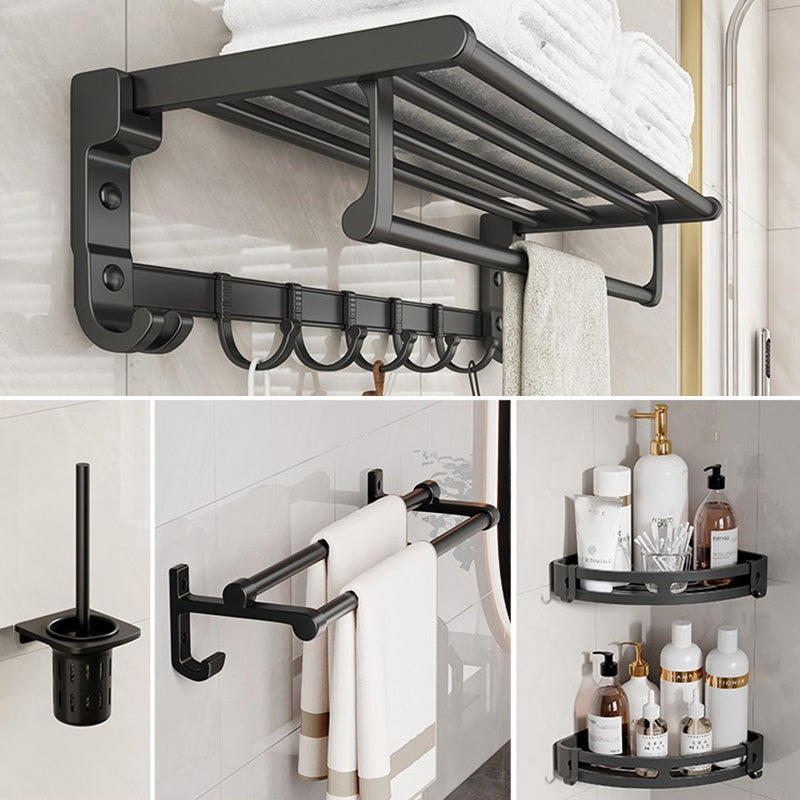 BowLift | Chrome/Black Classic Bathroom Accessory Set Modern Bath Shelf/Towel Bar & Paper Holder