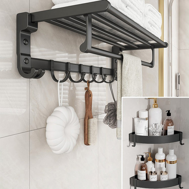 BowLift | Chrome/Black Classic Bathroom Accessory Set Modern Bath Shelf/Towel Bar & Paper Holder