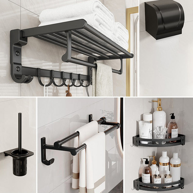 BowLift | Chrome/Black Classic Bathroom Accessory Set Modern Bath Shelf/Towel Bar & Paper Holder