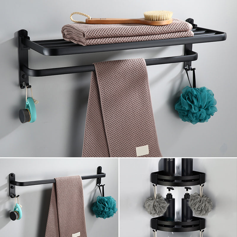 BowLift | Contemporary Bathroom Accessory Set Black Surface Bathrobe Hook/Towel Ring Bar