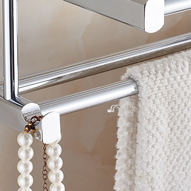 BowLift | Polished Chrome Modern Bathroom Accessory Set Silver Towel Holder/Bath Shelf