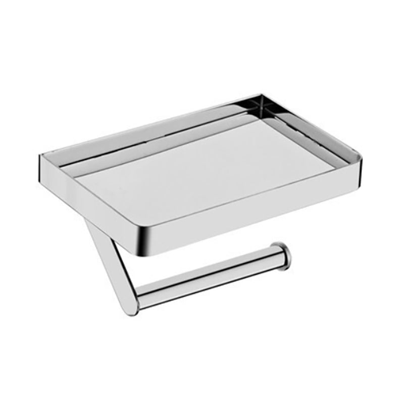 BowLift | Polished Chrome Modern Bathroom Accessory Set Silver Towel Holder/Bath Shelf