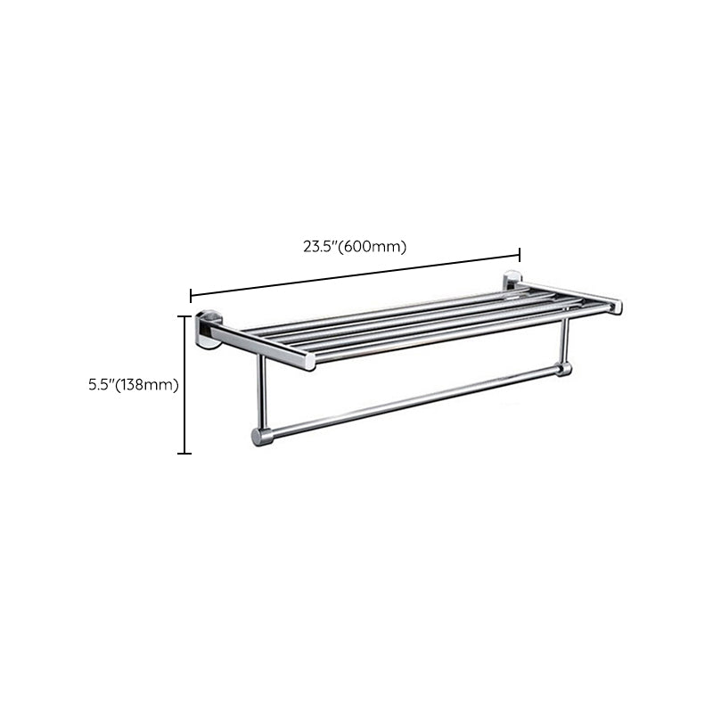 BowLift | Polished Chrome Modern Bathroom Accessory Set Silver Towel Holder/Bath Shelf