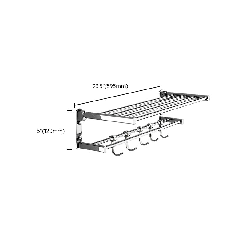 BowLift | Polished Chrome Modern Bathroom Accessory Set Silver Towel Holder/Bath Shelf
