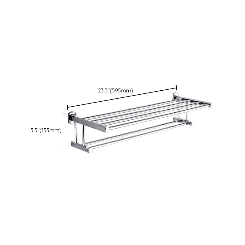 BowLift | Polished Chrome Modern Bathroom Accessory Set Silver Towel Holder/Bath Shelf