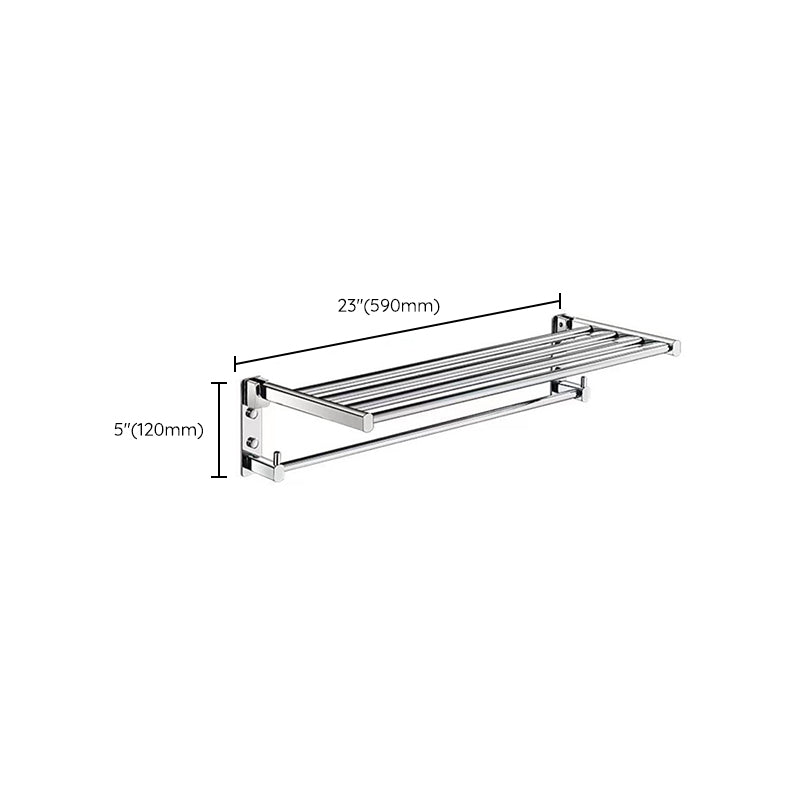 BowLift | Polished Chrome Modern Bathroom Accessory Set Silver Towel Holder/Bath Shelf