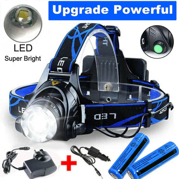 BowLift | 990000LM Rechargeable LED Headlamp Zoomable Torch Tactical Headlight Flashlight