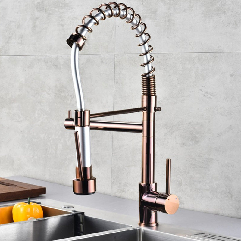 BowLift | Glam Basin Faucet Brass Lever Handles Spring Neck Three-Function Bathroom Sink Tap