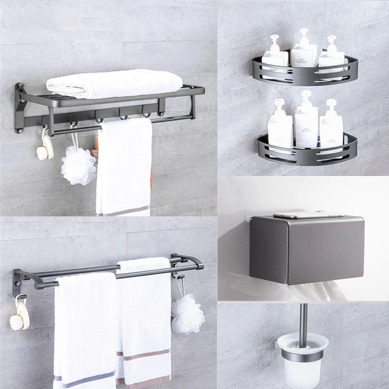 BowLift | Matt gray bathroom accessory set bathroom shelf/towel holder & paper holder included