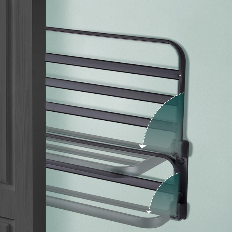 BowLift | Modern Bathroom Accessory Set Matte Black/Grey Bathroom Shelf/Towel Holder & Paper Holder