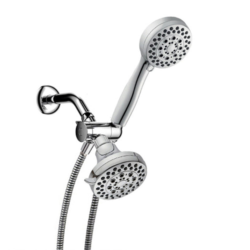 BowLift | Silver Dual Shower Head Round Rainfall Wall-Mounted Shower Head