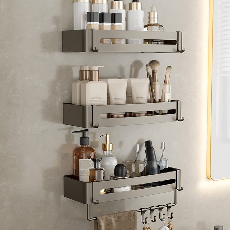 BowLift | Contemporary Aluminum Bathroom Accessory Set Grey Bath Shelf