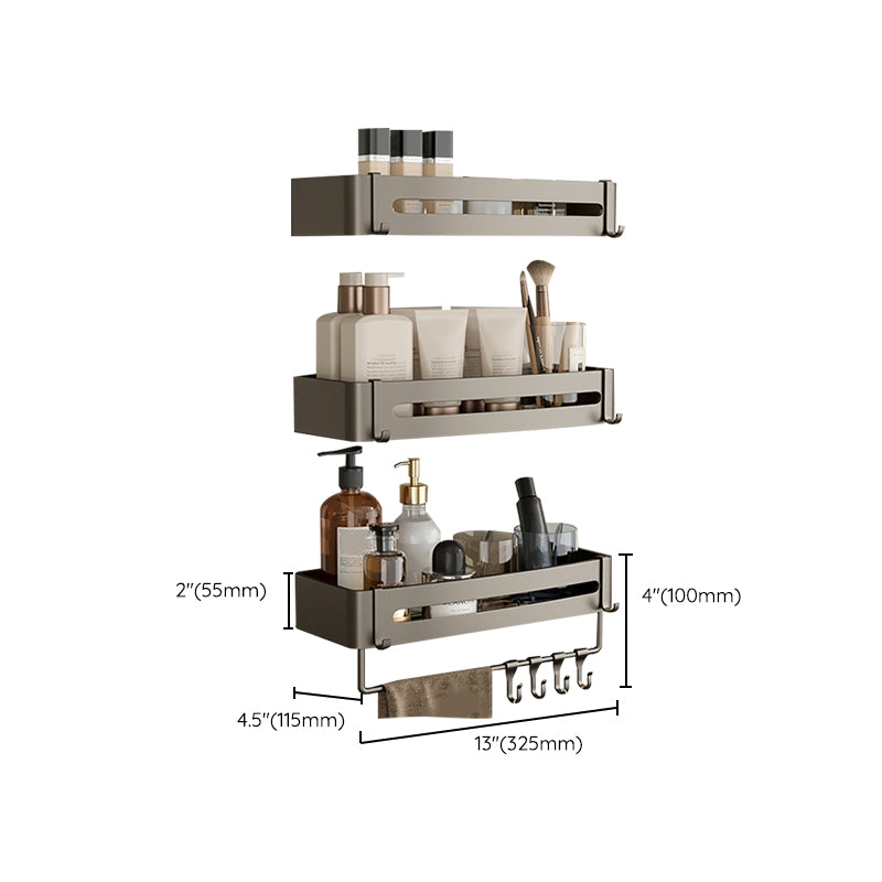 BowLift | Contemporary Aluminum Bathroom Accessory Set Gray Bath Shelf