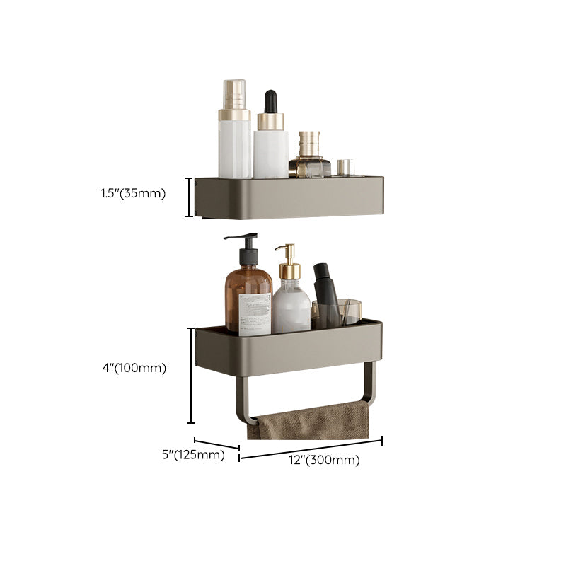 BowLift | Contemporary Aluminum Bathroom Accessory Set Gray Bath Shelf