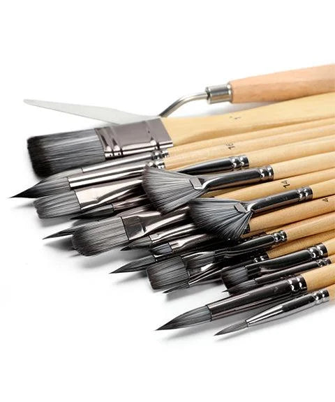 BowLift | Professional Art Brushes with Natural Wood Handles Set of 24