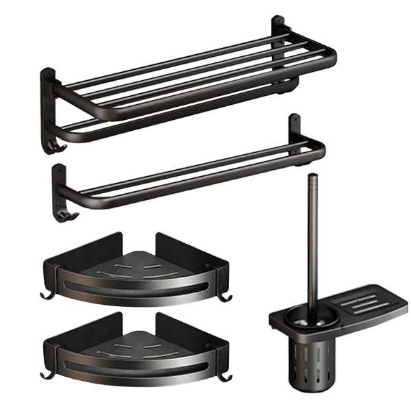 BowLift | Classic Bathroom Accessories Set in Aluminum Black Finish Bathrobe Hook/ Towel Bar