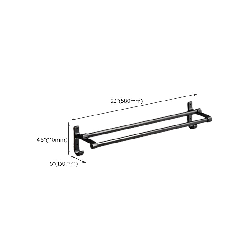 BowLift | Classic Bathroom Accessories Set in Aluminum Black Finish Bathrobe Hook/ Towel Bar