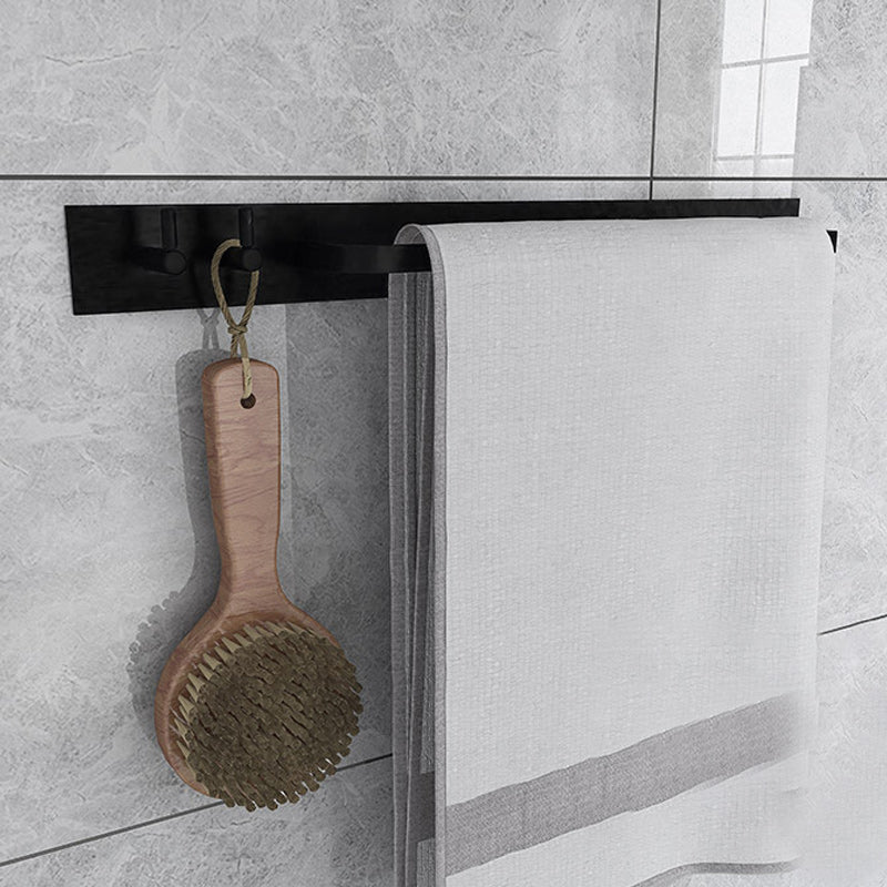 BowLift | Black 6-piece Bathroom Accessory Set Modern Shower Curtain Rod / Bathrobe Hooks and Towel Bar