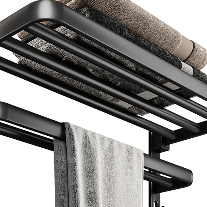 BowLift | Black Aluminum Bathroom Accessory Set Modern Bathroom Shelf / Towel Bar & Paper Holder