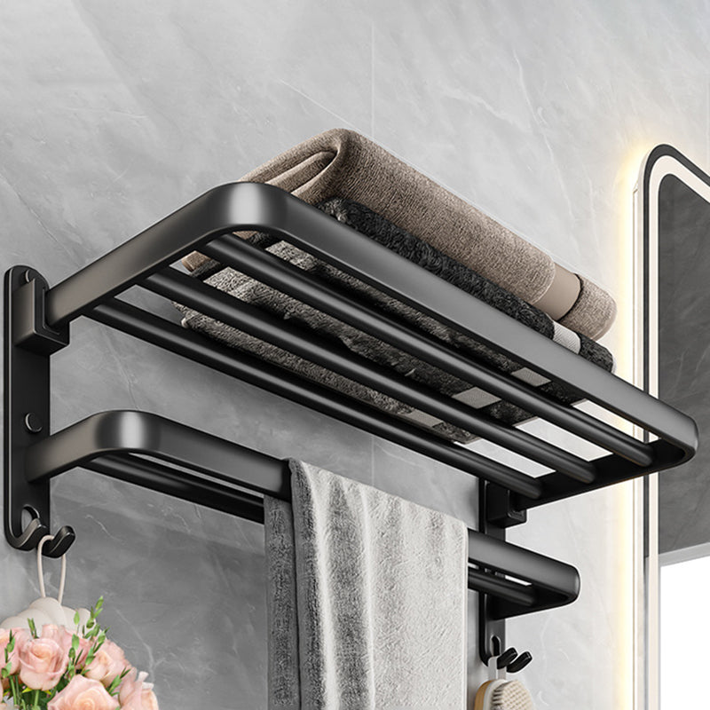 BowLift | Black Aluminum Bathroom Accessory Set Modern Bathroom Shelf / Towel Bar & Paper Holder
