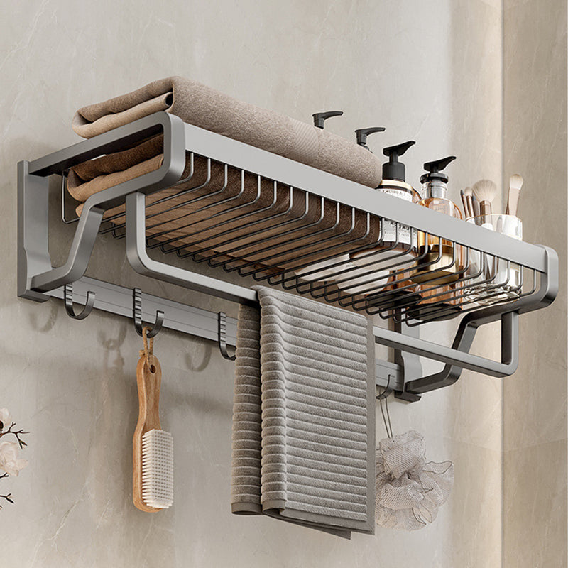 BowLift | Aluminum modern bathroom accessories set polished gray bathroom shelf/paper holder/robe hook