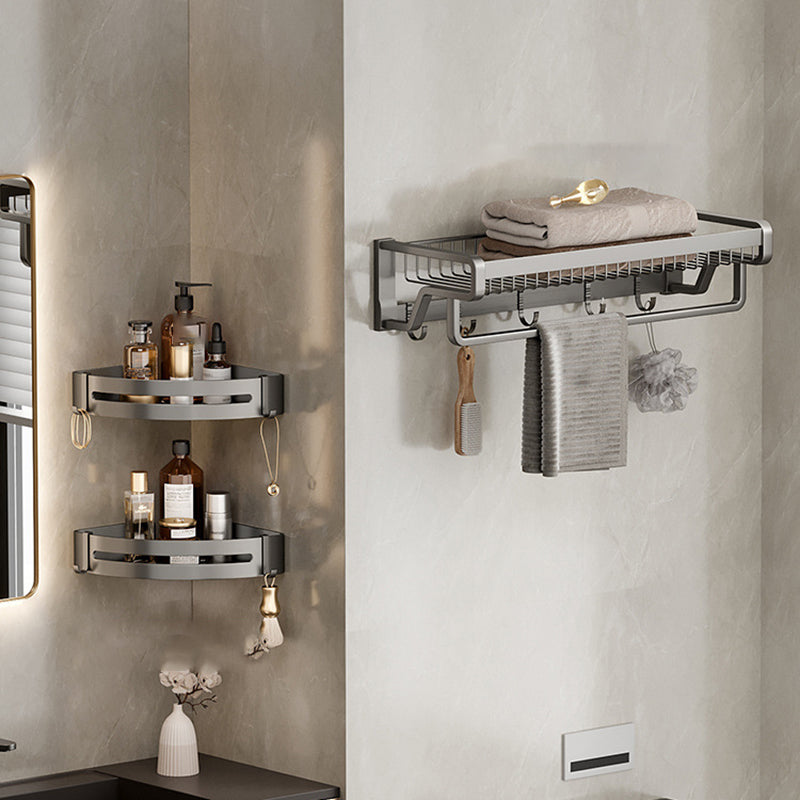 BowLift | Aluminum modern bathroom accessories set polished gray bathroom shelf/paper holder/robe hook