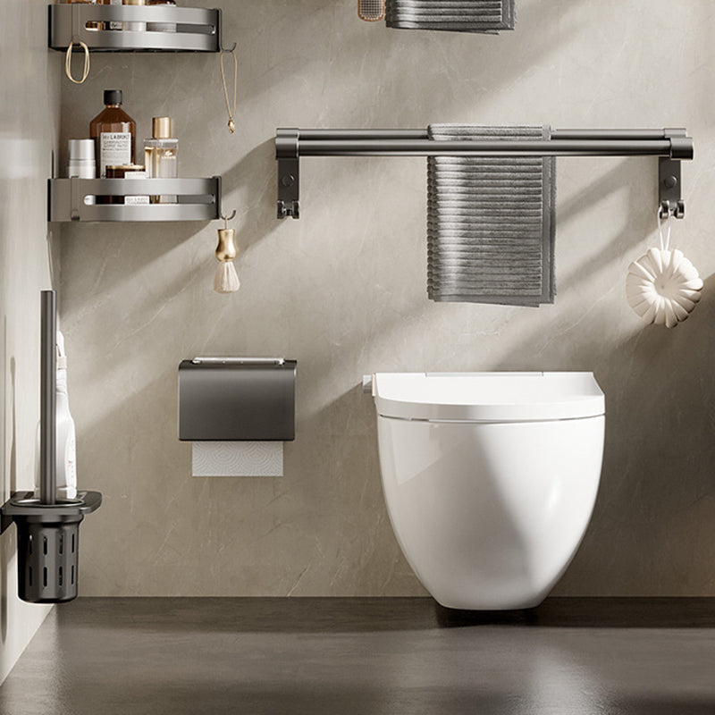BowLift | Aluminum modern bathroom accessories set polished gray bathroom shelf/paper holder/robe hook