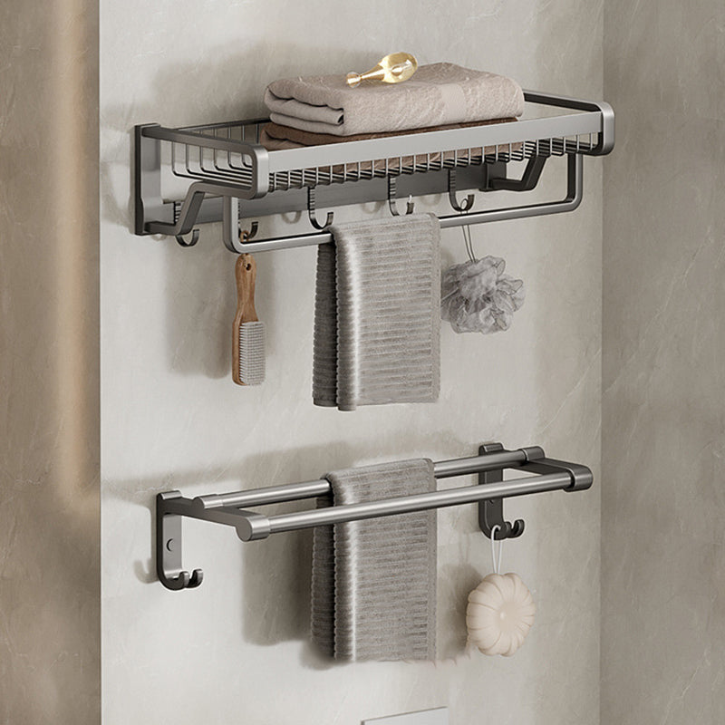 BowLift | Aluminum modern bathroom accessories set polished gray bathroom shelf/paper holder/robe hook