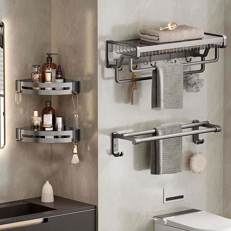 BowLift | Aluminum modern bathroom accessories set polished gray bathroom shelf/paper holder/robe hook